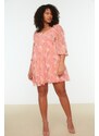 Trendyol Curve Pink Floral Patterned Chiffon Woven Dress