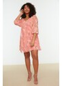 Trendyol Curve Pink Floral Patterned Chiffon Woven Dress