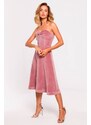 MOE Růžové velurové šaty bez rukávů M638