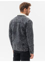 Ombre Clothing Pánská džínová bunda se šerpou - černá V3 OM-JADJ-0125