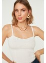 Trendyol Ecru Crop Bustier Blouse