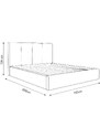 Béžová látková dvoulůžková postel MICADONI Pyla 140 x 200 cm s úložným prostorem