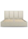 Béžová látková dvoulůžková postel MICADONI Pyla 140 x 200 cm s úložným prostorem