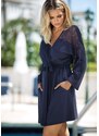 DKaren Housecoat Fibi Navy Blue