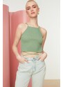 Trendyol Mint Crop Tie Detailed Knitwear Blouse