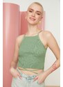 Trendyol Mint Crop Tie Detailed Knitwear Blouse