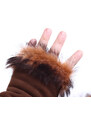 Splus Dámské kožešinové bezprsté rukavice JAPAN PAJ18 středně hnědé - povrch velur