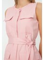 Trendyol Pink Belted Woven Shirt Woven Dress
