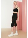 Trendyol Black With Double Slits, Fitted High Waist Ribbed Flexible Midi Knitted Skirt