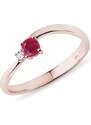 Briliantový prsten waves s rubínem v růžovém zlatě KLENOTA K0769034
