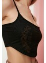 Trendyol Black Printed Crop Knitted Singlet