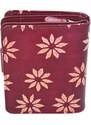 Dámská kožená peněženka Nivasaža červená s květinami N6