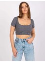 RUE PARIS TMAVĚ ŠEDÝ CROP TOP MONTREAL -DARK GREY Šedá