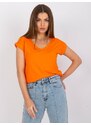 Fashionhunters Oranžové basic tričko Atlanta RUE PARIS