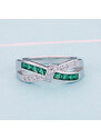 Emporial stříbrný rhodiovaný prsten Zelená mašle MA-MR1002-GREEN-SILVER