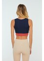 Trendyol Navy Color Block Support/Shape Zipper Knitted Sports Bra