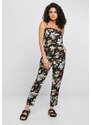 URBAN CLASSICS Ladies Viscose Bandeau Jumpsuit - black tropical