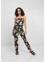 URBAN CLASSICS Ladies Viscose Bandeau Jumpsuit - black tropical