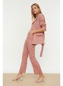 Trendyol Světle růžové tkané rovné kalhoty