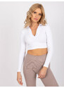 RUE PARIS BÍLÝ CROP TOP FLORES S LÍMEČKEM -WHITE Bílá