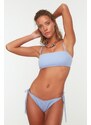 Trendyol Blue String Tied V-Cut Low Waist Bikini Bottom