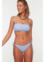 Trendyol Blue String Tied V-Cut Low Waist Bikini Bottom