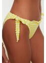 Trendyol Yellow Gingham Textured Ruffle Regular Bikini Bottom