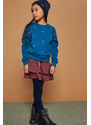 NONO Dívčí sukně s kanýry a žabkovým pasem skořice/modrá