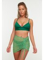 Trendyol Green Geometric Patterned Mini Knitted Gathered Mesh Pareo