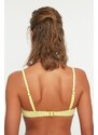Trendyol Yellow Gingham Textured Balconette Bikini Top