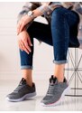 EVENTO Trendy dámské šedo-stříbrné tenisky bez podpatku