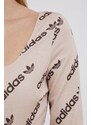 Tričko s dlouhým rukávem adidas Originals HM4893 dámský, béžová barva