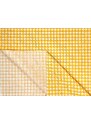 Mirtex Plátno DOMESTIK 145/21375-6 KÁRO pomerančově žlutě kostky 7mm / METRÁŽ NA MÍRU