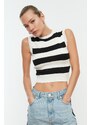 Trendyol Ecru Crop Striped Knitwear Blouse