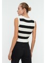 Trendyol Ecru Crop Striped Knitwear Blouse