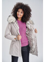 Dámská zimní bunda s kapucí a kožíškem Cristal Navahoo - TERRACOTE