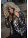 Dámská teplá zimní bunda s kožíškem Tikunaa Premium Navahoo - ANTRACITE