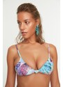 Trendyol Floral Patterned Knot Detailed Bikini Top