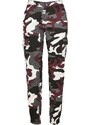 UC Ladies Dámské kalhoty Camo Cargo s vysokým pasem s vínovou maskou