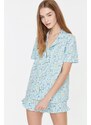 Trendyol Multi Color 100% Cotton Fun Patterned Shirt-Shorts Knitted Pajamas Set