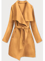 MADE IN ITALY Hořčicový dámský minimalistický kabát (747ART)
