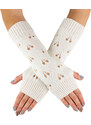 VFstyle krémové pletené návleky na ruce Hearts 30 cm