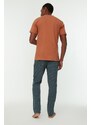Trendyol Orange Color Block Pajamas Set