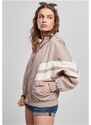 URBAN CLASSICS Ladies Crinkle Batwing Jacket - duskrose/whitesand