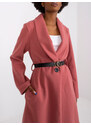 Fashionhunters Růžový kabát s páskem Luna