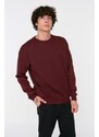 Trendyol Claret Red Oversize/Wide Cut Long Sleeve Crew Neck Textured Sweatshirt