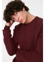 Trendyol Claret Red Oversize/Wide Cut Long Sleeve Crew Neck Textured Sweatshirt