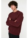 Trendyol Claret Red Oversize/Wide Cut Long Sleeve Crew Neck Textured Sweatshirt