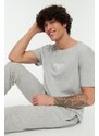 Trendyol Gray Men's Printed Knitted Pajamas Set