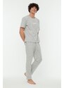 Trendyol Gray Men's Printed Knitted Pajamas Set